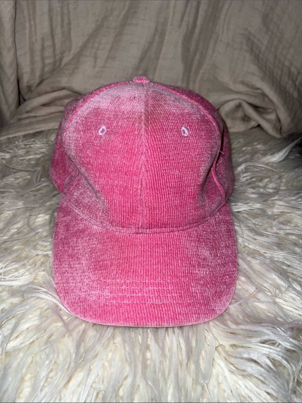 Anthropologie Pink Corduroy Baseball Cap